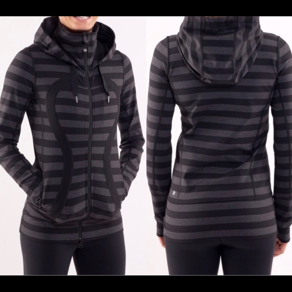 Stride jacket in macro stripe black/grey
